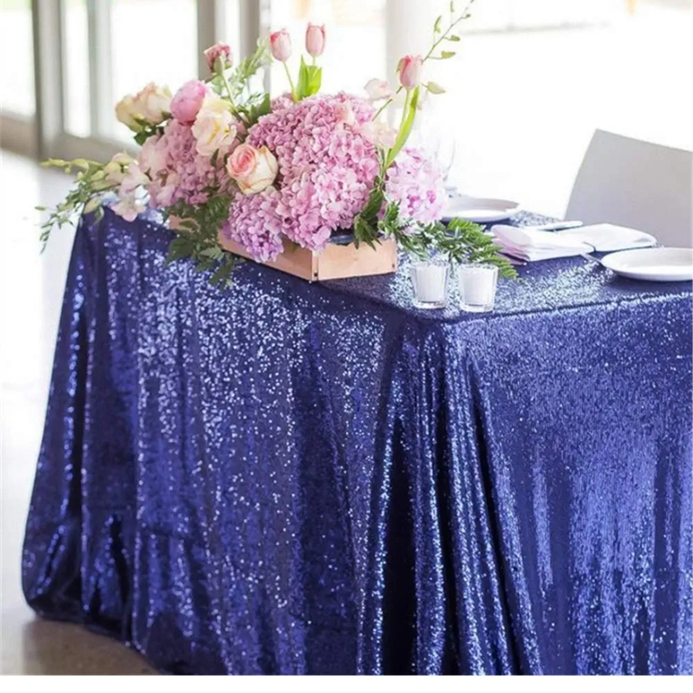 Sequin Tablecloth 90"x156" Shimmer Tablecloth Navy Sequin Tablecloth